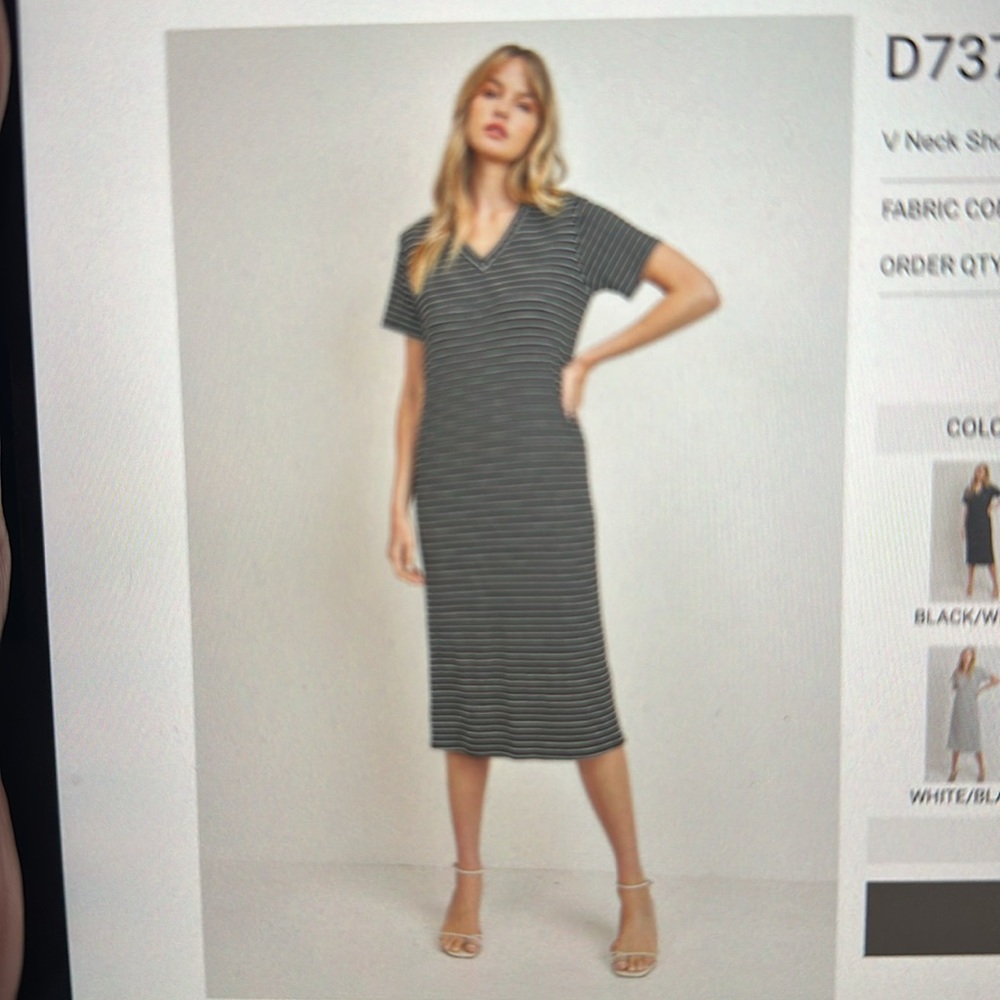 Cherish V Neck short striped Ribbed knit dress